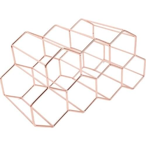 Modern Metal Honeycomb Wine Rack Wine Bottle Storage Beehive Tabletop Wine Rack