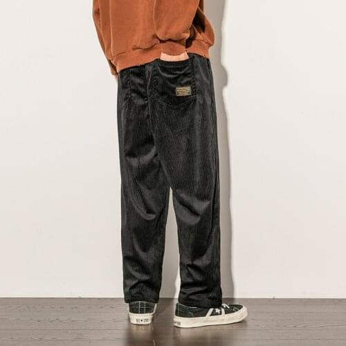 Elastic Waist Sport Pant Male Trousers M-5Xl Corduroy Pants Men Spring Autumn Pants Casual Loose Staight Trousers Mens
