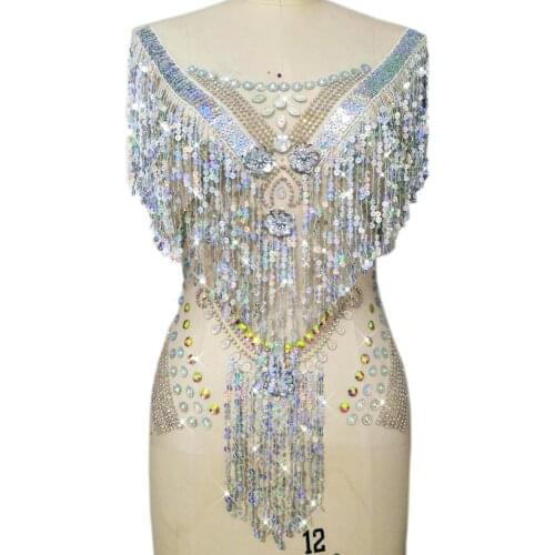 7COLORS HAnd Made Sewing Beads Rhinestones Womens Clothing Appliques and Patches For Sew on Wedding Decoration Costumes 38x64cm