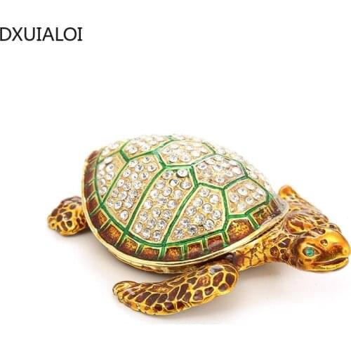 Home decoration diamond-studded turtle decoration box alloy jewelry box turtle jewelry box desktop decoration storage box