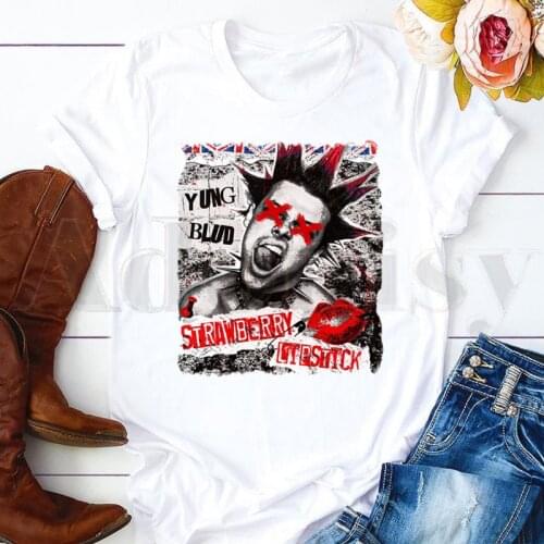 Yungblud Merch Harajuku Be Fookin Happy Printing Short Sleeve Female Tops Tees Harajuku Vogue VintageT Shirts Womens T-shirt