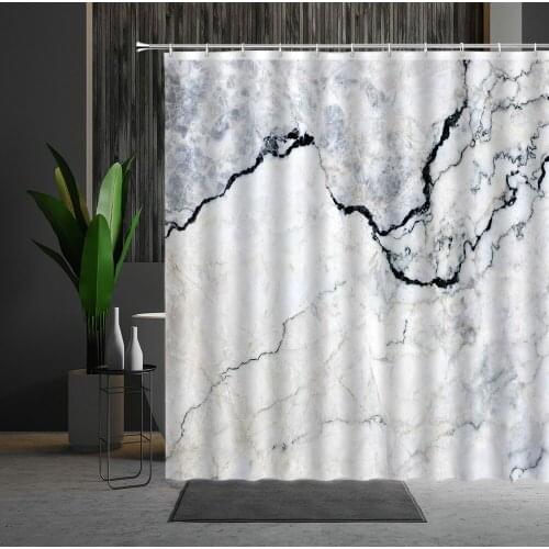 Marbling Style Shower Curtain Geometric Flowers Luxury Bathtub Decoration Bathroom Screen Hotel Home Supplies Multiple Size