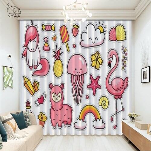 Animal Print Pink Flamingo Bead Curtain Curtains On Windows Home Decoration Accessories For Living Room Curtains Micro Shading