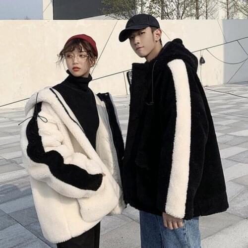 Lovers Wear Winter Lamb Wool Coat Male Korean Style Trendy Patchwork Cotton-padded Clothes Student Loose Jacket Fleece Padde