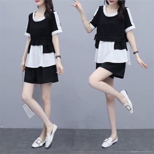 2021 New Summer Womens Two Piece Shorts Sets T-shirts Top ＋ Shorts 2 piece Set Casual Active Tracksuit Outfit