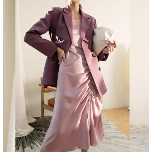 Women Sexy Satin Dress Sleeveless Deep V Neck Elegant Dress Ladies Slit Dress Solid Straight Pajamas Spaghetti strap sling dress