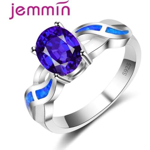 New Sapphire Stone Rings For Women Wedding Engagement Jewelry Accessory Fine 925 Sterling Silver Ring For Valentines Day