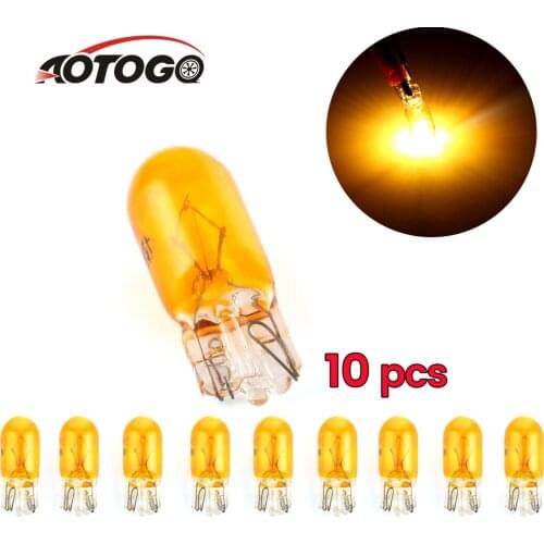 10Pcs T10 W5W Parking Lights Yellow T10 Halogen Light Bulb For Cars 194 501 Side Wedge Car Interior Light Source Instrument Lamp