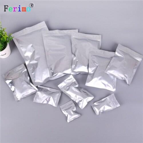 100pcs Moisture - proof pure aluminum foil zipper self-sealing bag nuts tea food resealing package flat plastic bags