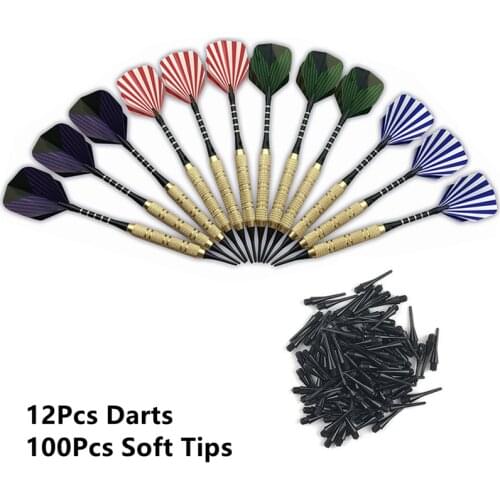 12Pcs Professional Darts Soft Tip Darts Set with Extra Plastic Tips for Electronic Dartboard Accessories