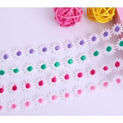 2yards Colored 1.4cm Daisy Ribbon Lace Trimmings Knitting Clothing Handmade DIY Sewing Accessories Embroidered lace
