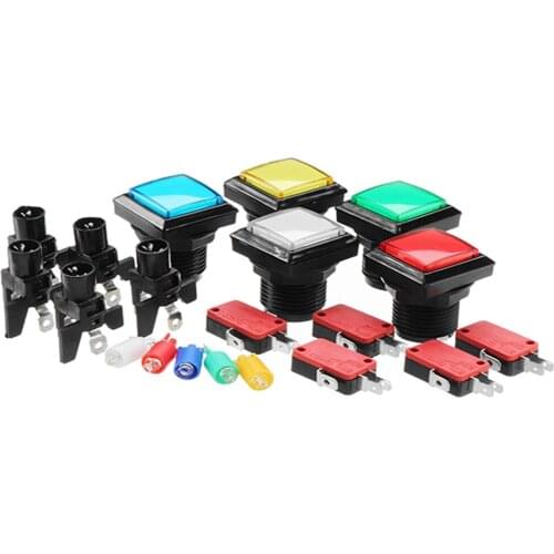 20Pcs 32*32mm LED Illuminated Arcade game Button 12V small Square Push Button with Micro Switch for Coin Operated Games