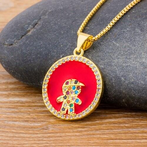 3 Colors Cute Boy Choker Crystal Necklace Pendants Neck Zircon Rhinestone Women Jewelry Gold Color Copper Chain For Lady Collar