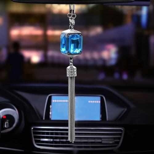 4 Colors Crystal Car Pendant Luxury Rhinestone Car Hanging Ornaments Rear View Mirror Accessories for Men Women Girls Gifts New