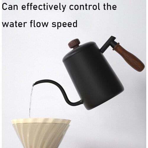 600Ml Gooseneck Spout Long Mouth Coffee Kettle Teapot Stainless Steel Bracket Hand Punch Pot Coffee Pots with Lid Drip