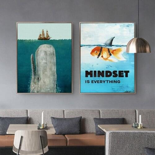 Diamond Painting Mindset Everything Motivational Shark Fish 5D DIY Diamond Embroidery Set Rhinestone Mosaic Cross Stitch Home