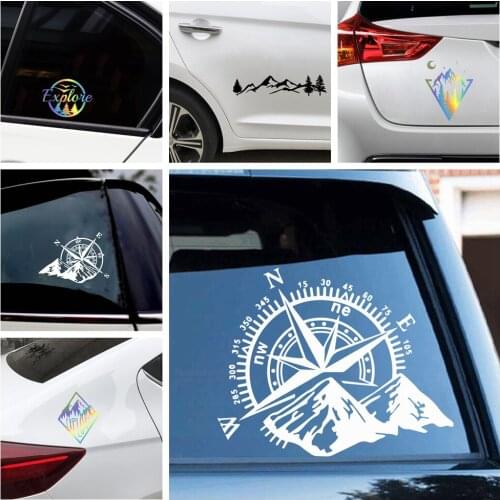 Car Stickers Hot Sale Mountains And Compass Sticker Vinyl Art Car Sticker Waterproof for car Accessories decoration