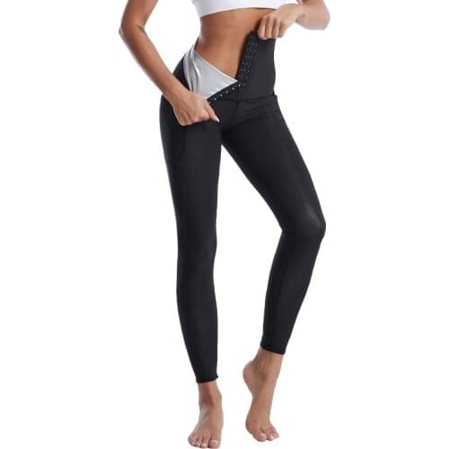 Sauna Sweat Pants Women High Waist Slimming Shorts Compression Workout Fitness Thighs Body Shaper Leggings With Pocket Shapewear