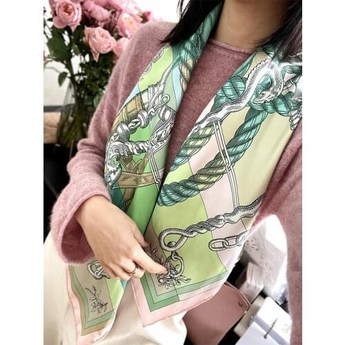 2 Sides Printed 100% Silk Scarf Shawl for Women Fashion Scarves Wraps 35"