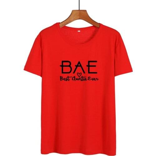 BAE Best Auntie Ever Birthday Gift Tshirt Fashion Letter Cotton Women T-shirt Short Sleeve Top Tees Plus Size Round Neck Shirts
