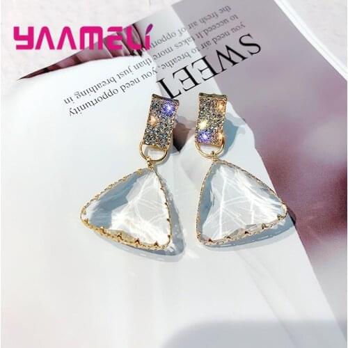 Hot Sale Women Drop Earrings S925 Sterling Silver Metal Geometric Cubic Zircon Pendant Charms Dangle Pendientes Nice Gifts