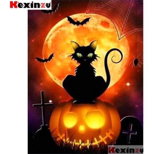 Full Square/Round 5d Diamond Painting-Halloween cat-3d Embroidery Cross Stitch Mosaic Full Picture Of Rhinestone Decor Y113372