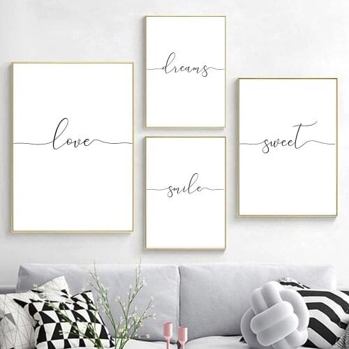 Love Smile Dream Sweet Quotes Wall Art Posters And Prints Words Canvas Painting Minimalist Picture Nordic Living Room Home Decor