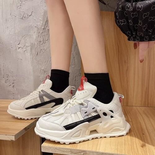 Llogai New Women Sneakers Girls Chunky Causal Shoes Thick Bottom Non-slip Sneaker Fashion Comfortable Female Shoes Women Shoes