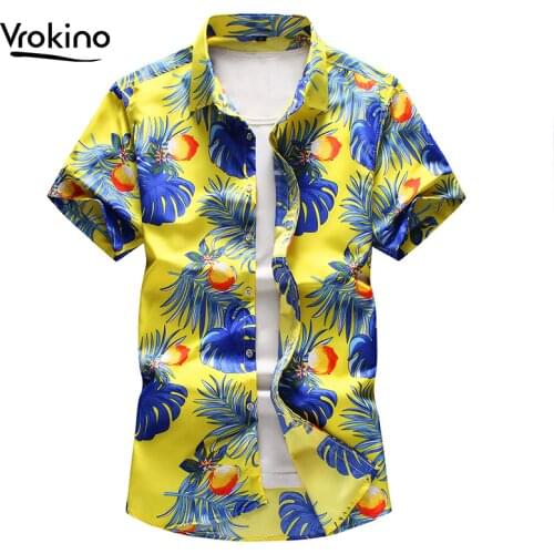 2020 Summer New Hawaiian Mens Beach Shirt Mens Fashion Slim Print Short Sleeve Shirt Large Size 6XL 7XL 8XL