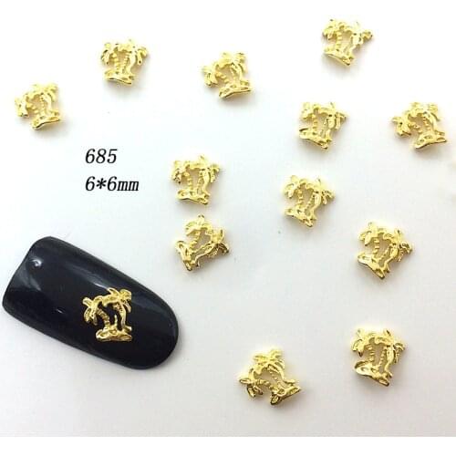 50pcs/pack metal nail art coconut tree palm for jewelry nails sticker decoration gel nail art diy tools