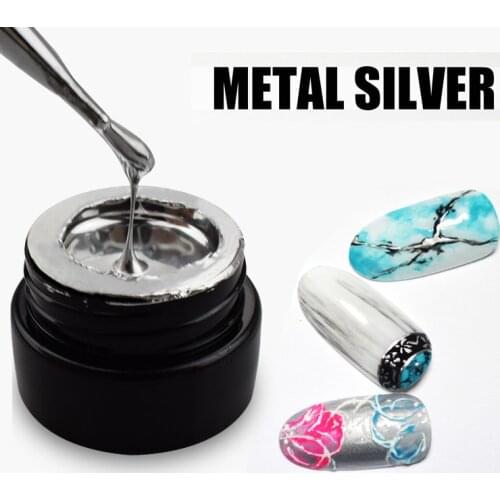 VINIMAY Metal Mirror Silver Gel Nail Polish Blooming Gel Magic Smudge Bubble Gel Nail Art DIY Manicure Decoration Nail Salon Set