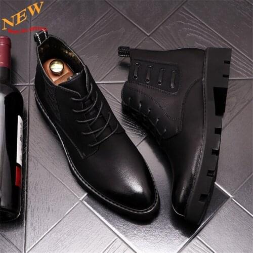 Fashion men high tops leather martin boots hip hop ankle boots punk Motorcycle boots zapatillas hombre