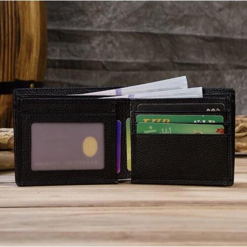 Genuine Leather Men Wallets Brand Simple Design Wallets with Coin Pocket Purses Gift For Men Soft Card Holder Bifold Male Purse