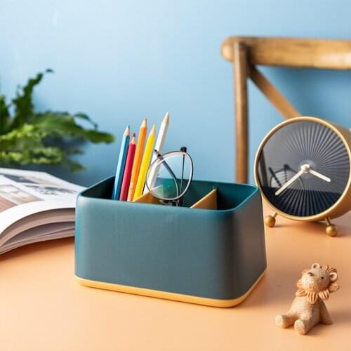 Nordic Desktop Remote Control Storage Box Multi Grids Pen Holder Household Makeup Tools Container Office Sundries Organizer