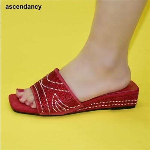 New Products Italian Womens Shoes African Party Pumps Ladies Single Shoes Rhinestone Decoration Rhinestone Nigeria Lady Shoes