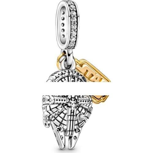 Authentic 925 Sterling Silver Bead Star Wa Millenni Falc Dangle Charm Fit Fashion Women Pandora Bracelet Bangle Gift DIY Jewelry