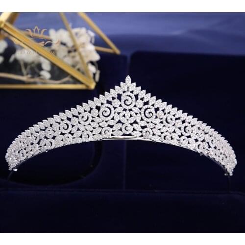 Sparkling Top Quality Bride Full Zircon Hairbands Royal Queen Bridal Tiaras Crowns Crystal Wedding Hair Accessories