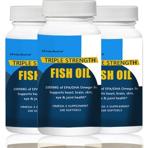 100 PCS X 3P TRIPLE STRENGTH FISH OIL Provides dietary support for heart, brain, skin, eye and joint health
