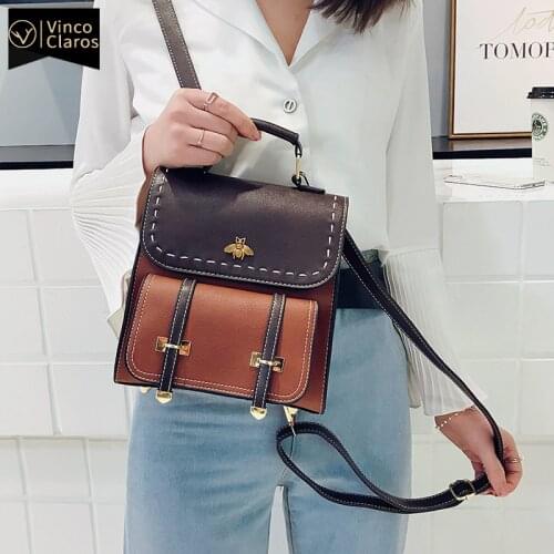 Vintage PU Leather Women Backpack Travel New Style Mini Back Pack Women Fashion Contrast Famous Backpacks Trend Small Mochilas