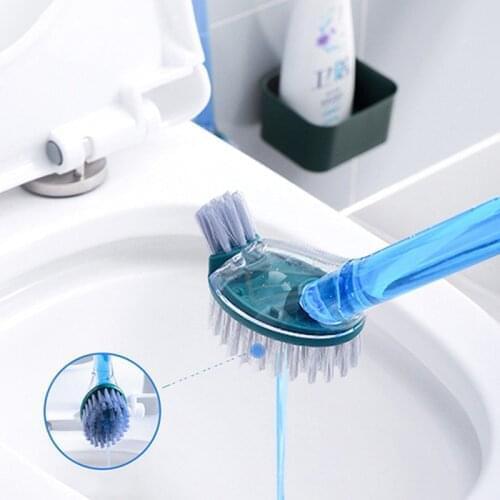 One-Click Liquid Injection Toilet Brush Household Non-Dead Corner Cleaning Brush Creative Two Ends Brush Bathroom Accessories