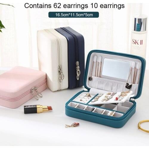 2021 New PU Leather Simple Jewelry Box Earrings Portable Jewelry Storage Box Earrings With Small Zipper Jewelry Casket