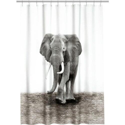 Natural World Elephant Design Shower Curtain Bathroom Waterproof Mildewproof Polyester Fabric With 12 Hooks 180*180cm