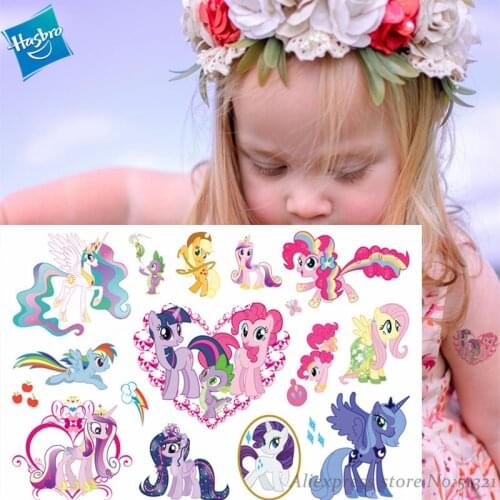 Hasbro My Little Pony cute Cartoon Temporary Tattoo Sticker For Girl Cartoon Toy Waterproof Birthday Party Tool Girl Gift