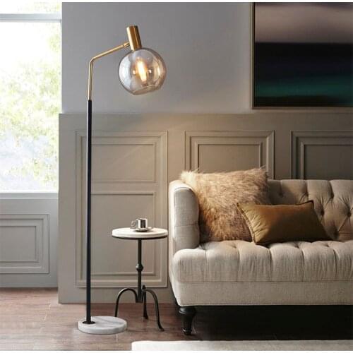 Nordic LED floor lamp multicolor glass living room sofa bedside reading floor lamp copper color lamp body glass lampshade
