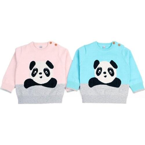 Baby Girls Sweaters Autumn Warm Pullovers Newborn Clothing Outfits Kids Knitted Cartoon Panda Sweater Winter Baby Boy Clothes