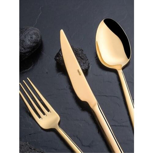 TITANIUM DALYAN GOLD 36-PIECE Tableware Stainless Steel Western Classic Dinner Restaurant Cutlery Set Dining Nehir