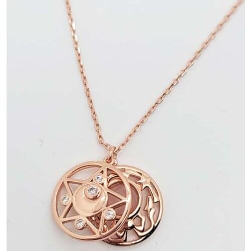 Japan Anime Sailor 925 Sterling Silver Pendant Fashion Choker Sweater Necklace Women Girl Birthday Gift Props