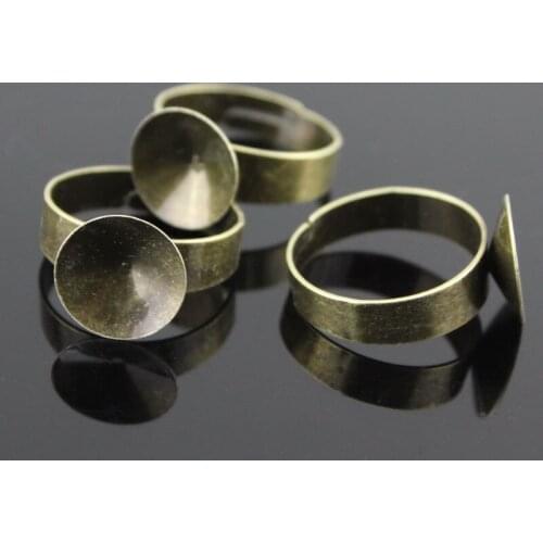 100pcs Adjustable Ring Base Blank Settings Antique Bronze Glue On 12mm