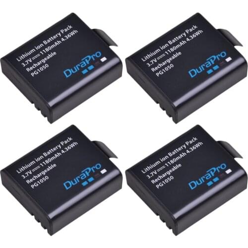 4pc 1180mAH PG1050 SJ4000 sj4000 Rechargeable Camera Battery for SJCAM SJ4000 SJ5000X M10 EKEN H9 H9R H8R H8 Action Cameras
