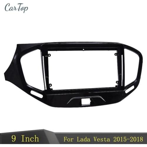 9 Inch 2 Din Car Radio Fascia For Lada Vesta 2015-2018 Dashboard Frame Installation DVD GPS Android Multimedia Player